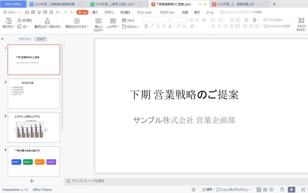 スライド一覧と編集画面